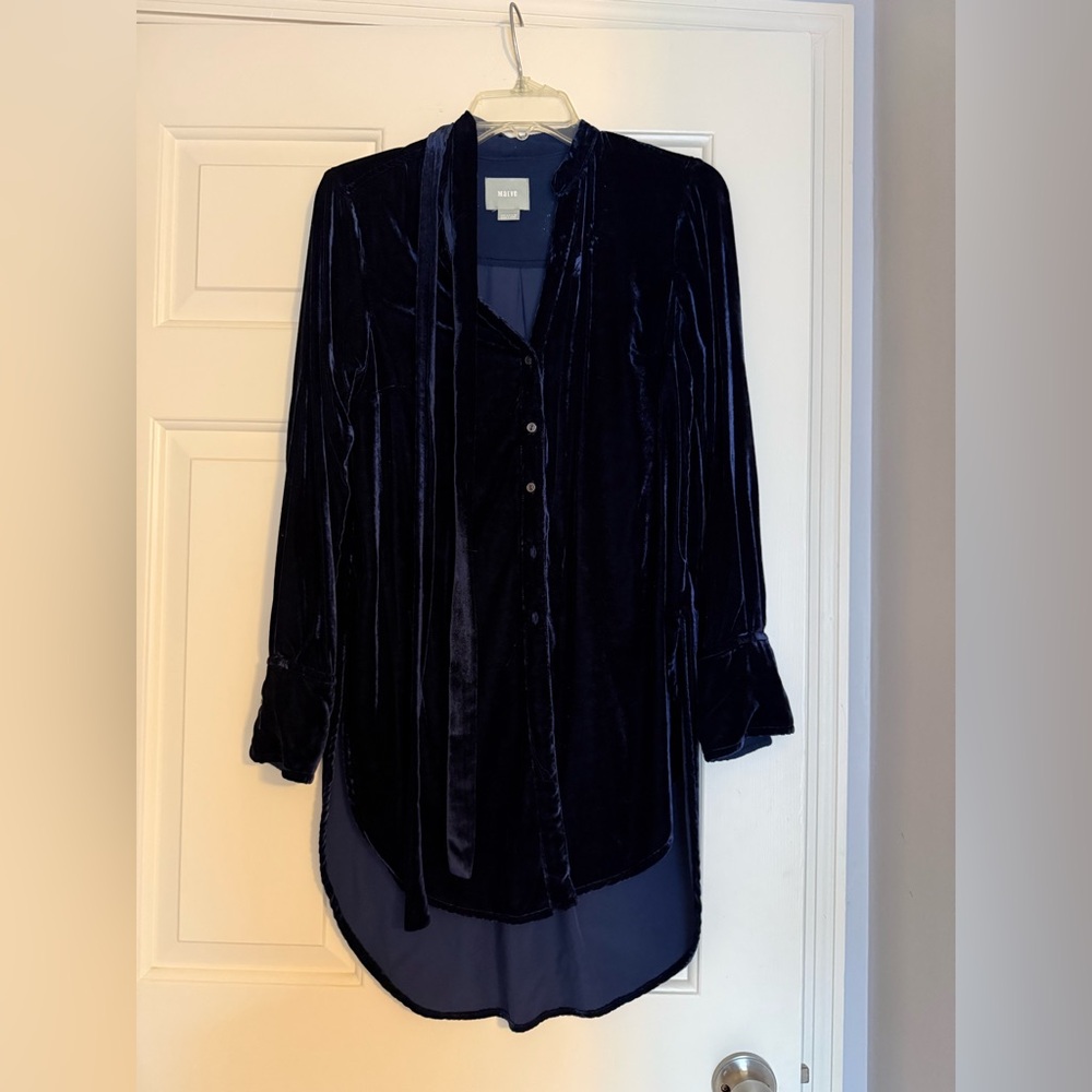 Anthropologie Navy Velvet Dress